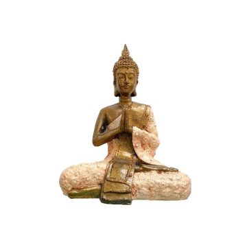 Buddha ülő szobor 20 cm - KRÉM szín